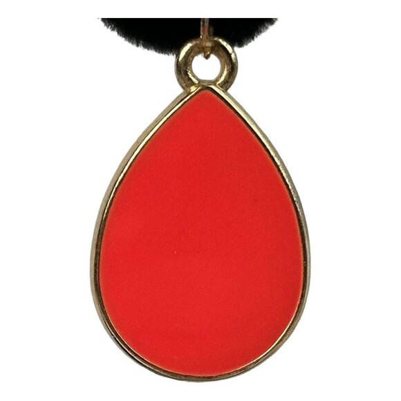 Retro Enameled Earrings Kitschy Dangle Orange Gold Tone Mint Bohemian - Picture 4 of 7